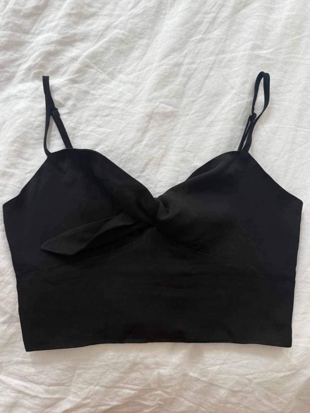 Maje Black Twist-Front Crop Cami